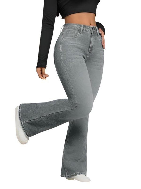 Women’s High Waist Jeans || Flared Bell Bottom Bootcut Pants || Wide Leg Stretch Denim – Perfect for Travel, Party & Everyday Use – Sizes 26–40 (2)